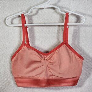 Simple Pleasures Salmon Orange Rust Stripe Nylon Span Wireless Bralette Size S